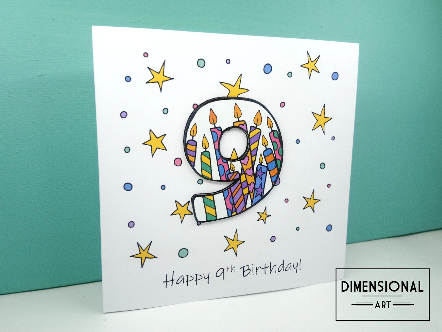 9th Number Candles Birthday Card