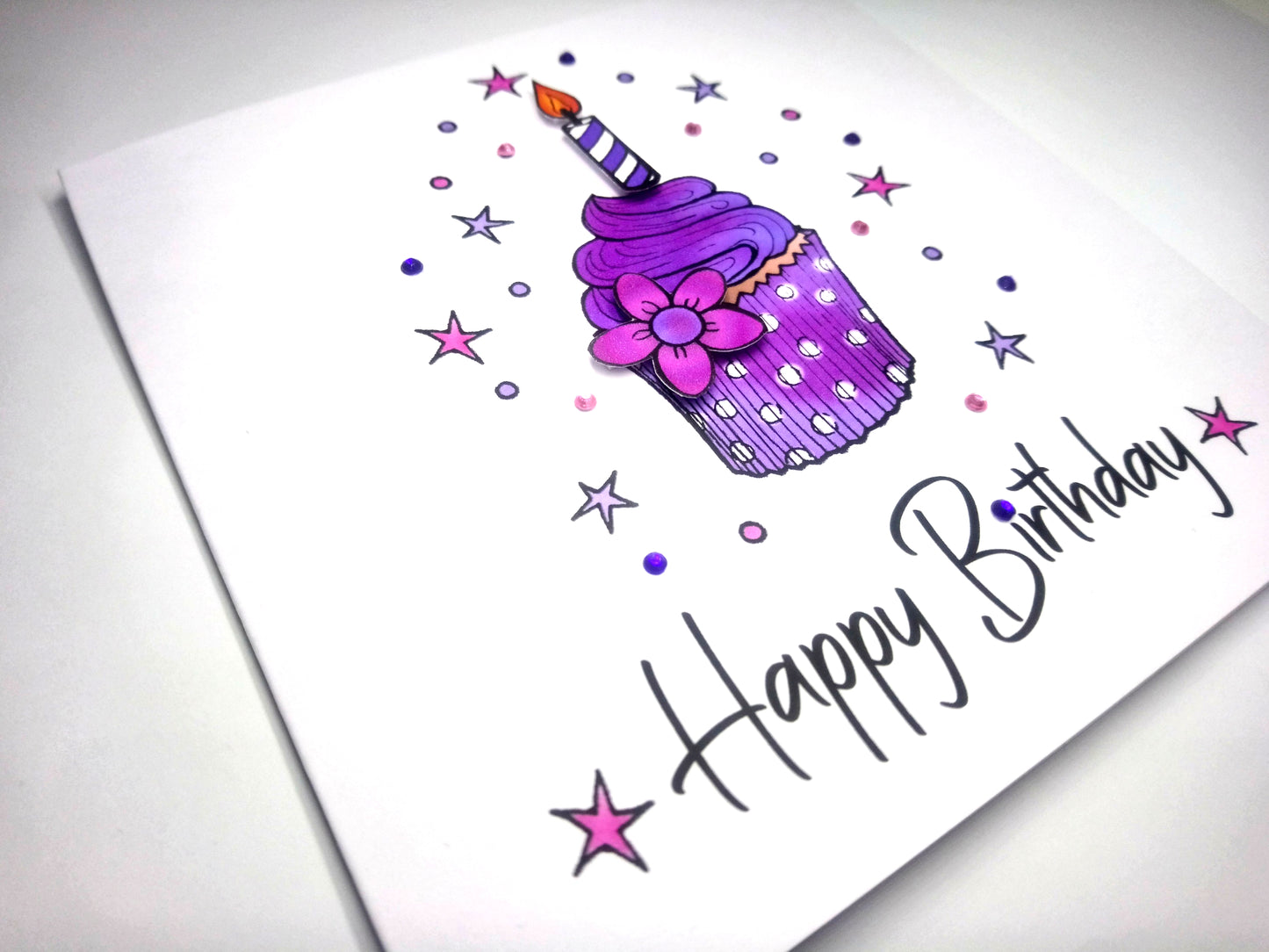Purple Cupcake Birthday Card