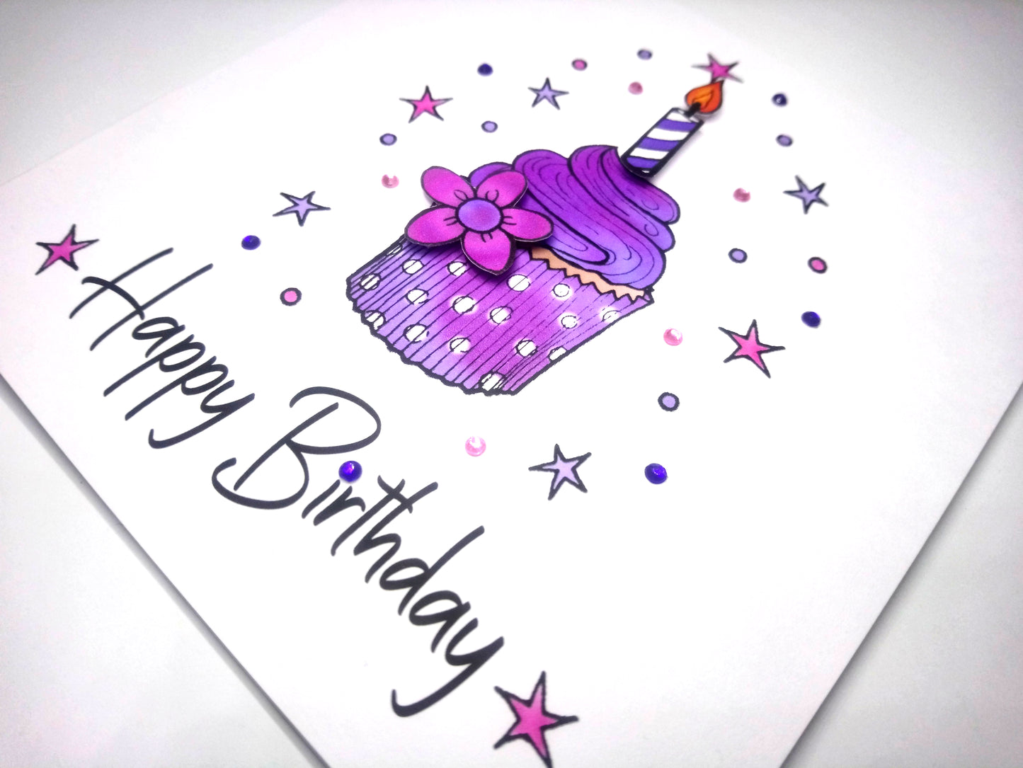 Purple Cupcake Birthday Card