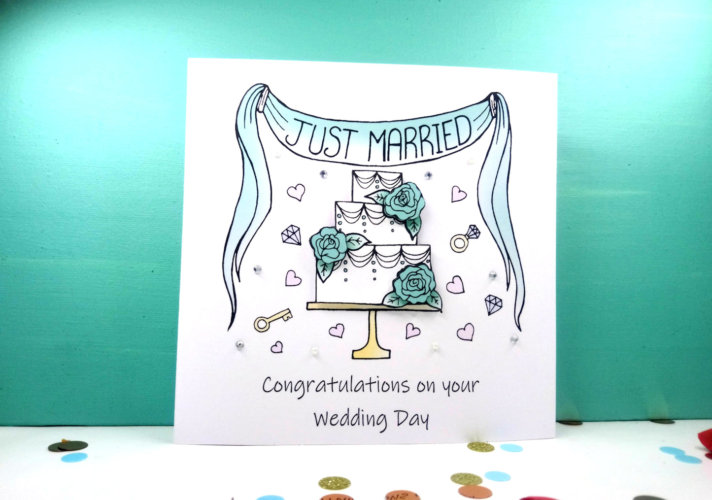 Congratulations on your Wedding Card - Green cake