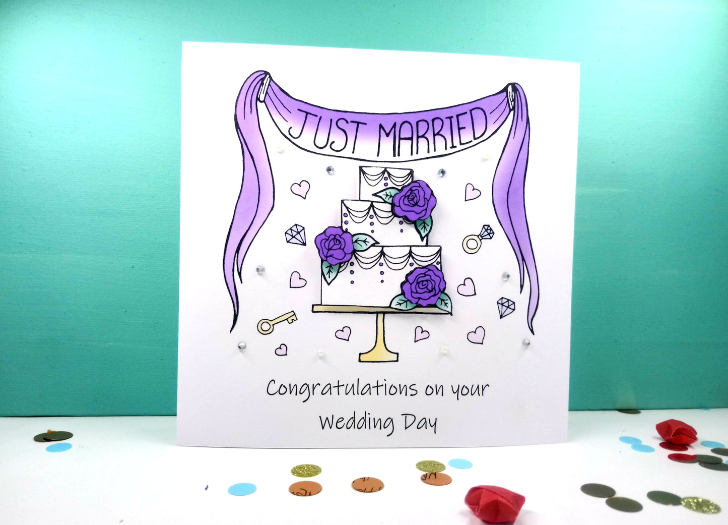 Congratulations on your Wedding Card - Purple cake