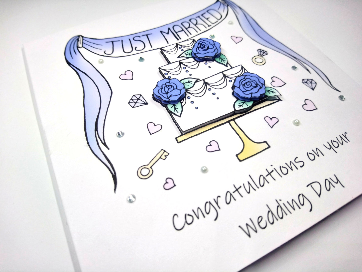Congratulations on your Wedding Card - Blue cake