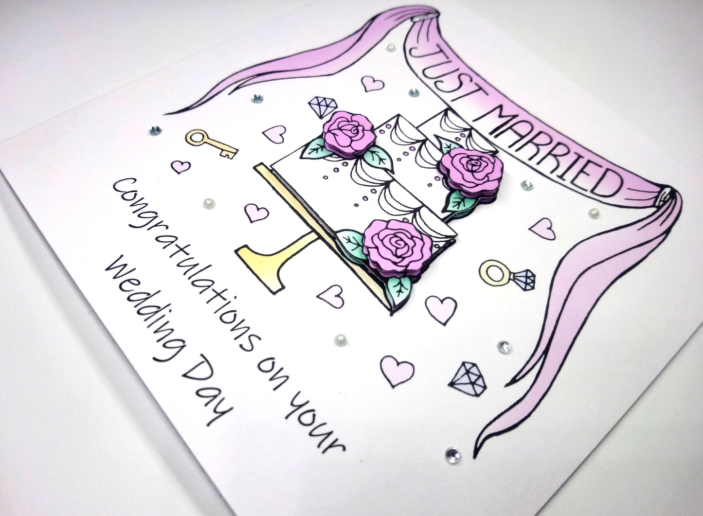 Congratulations on your Wedding Card - Pink cake