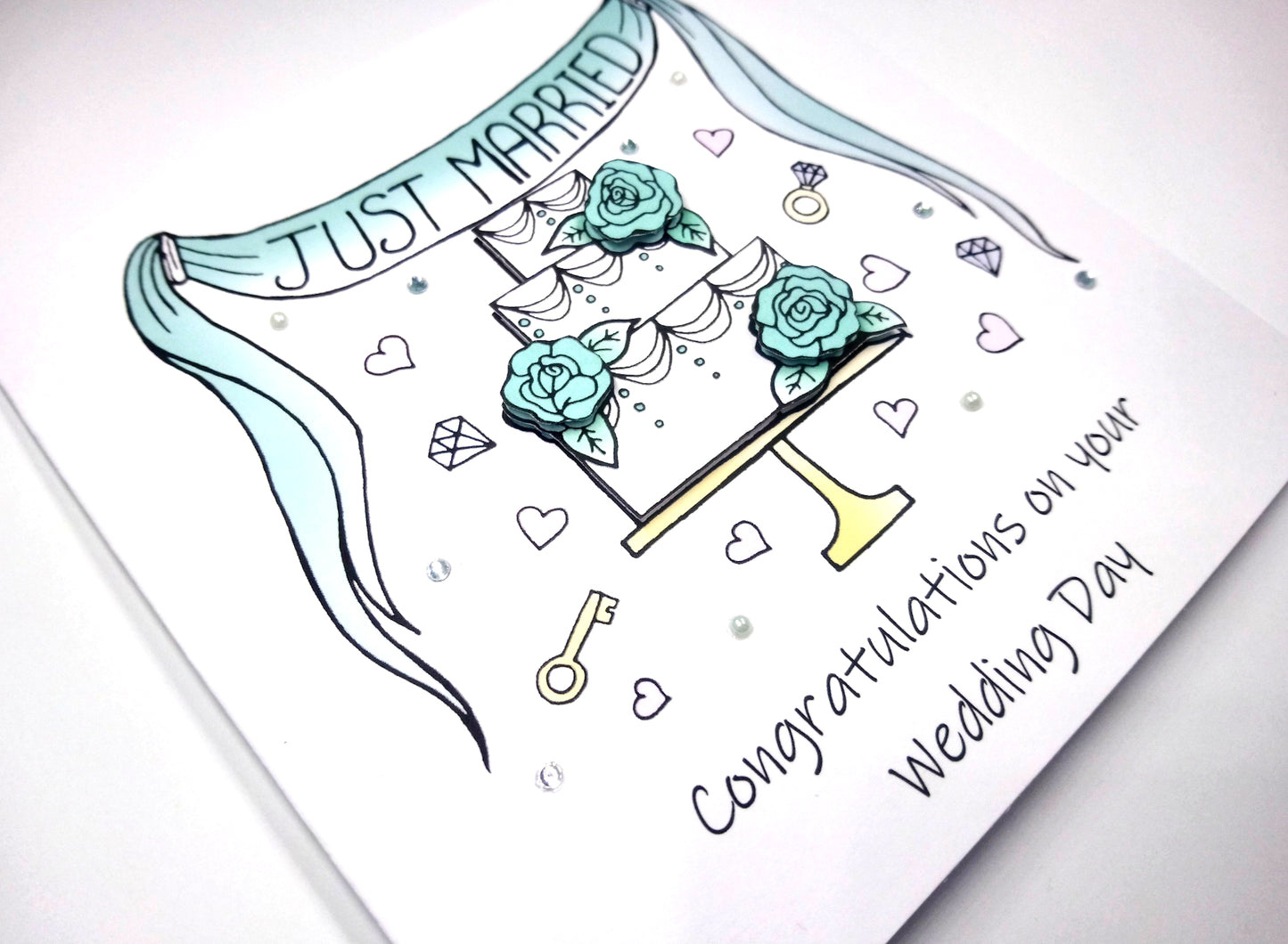 Congratulations on your Wedding Card - Green cake
