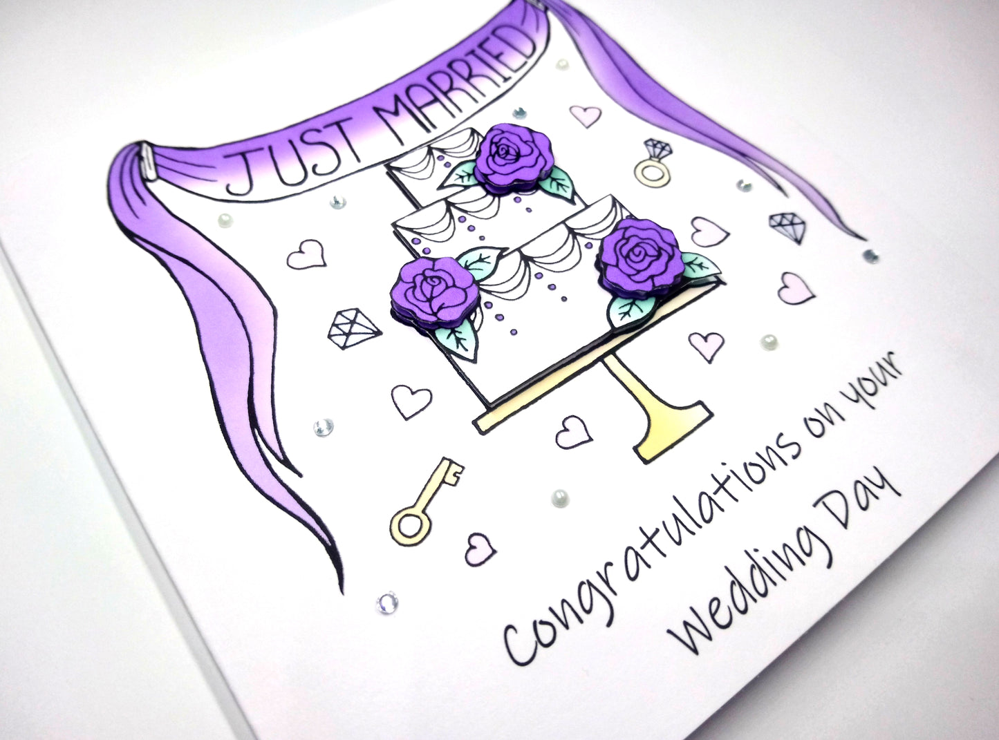 Congratulations on your Wedding Card - Purple cake