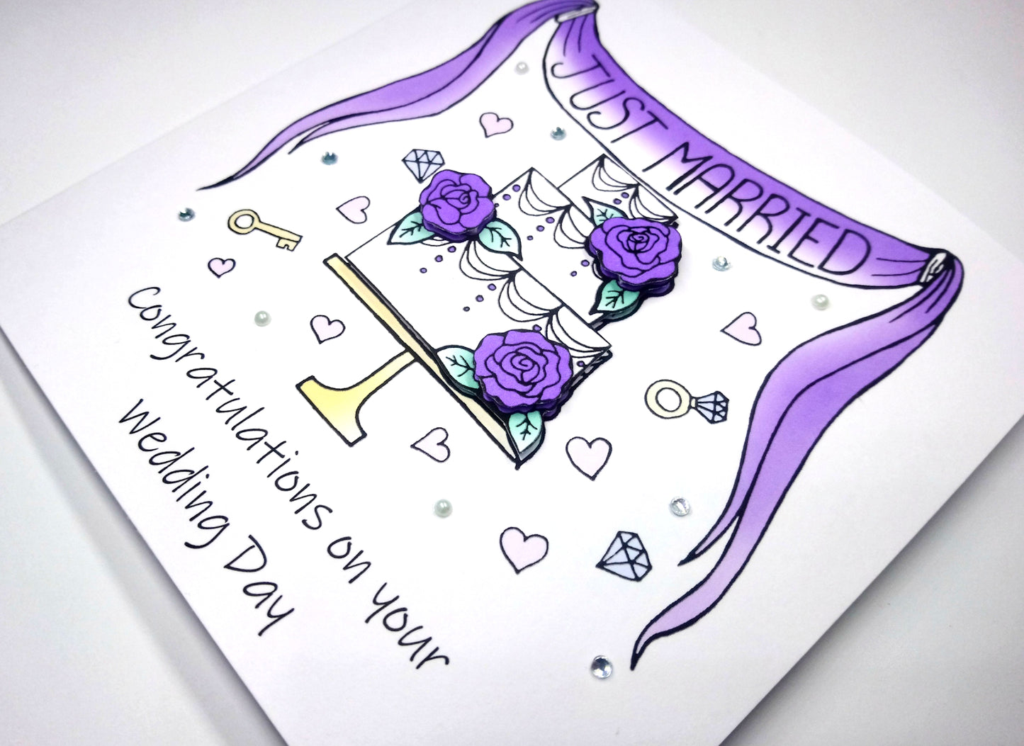 Congratulations on your Wedding Card - Purple cake