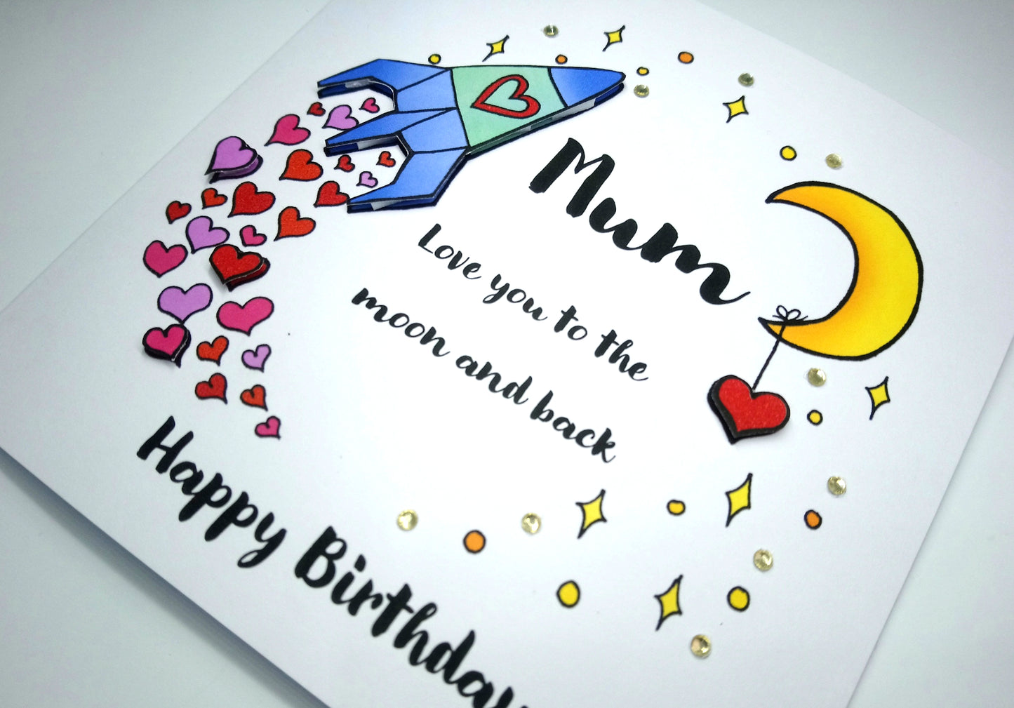 Mum Love you to the moon and back Birthday Card