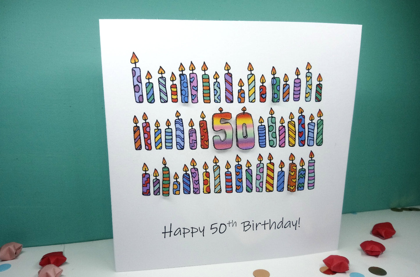 50th Candles Birthday Card 50