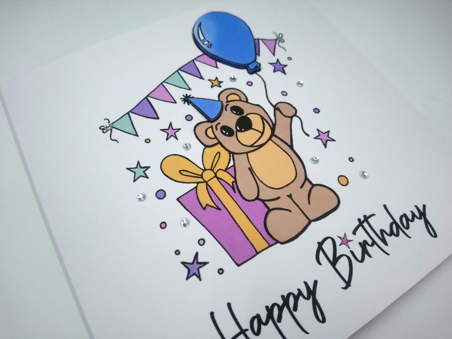 Bear with Balloon Birthday Card