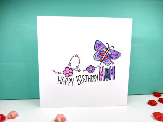 Butterfly Mum Happy Birthday Card