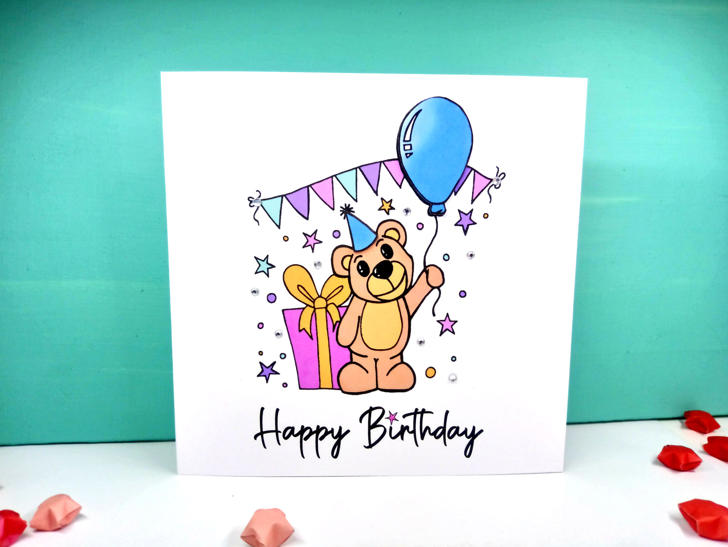 Bear with Balloon Birthday Card