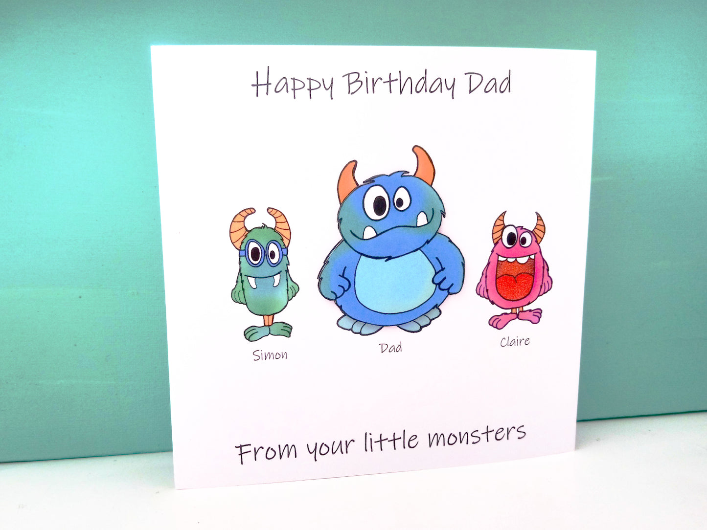 PERSONALISED Daddy From the Little Monsters Birthday Card