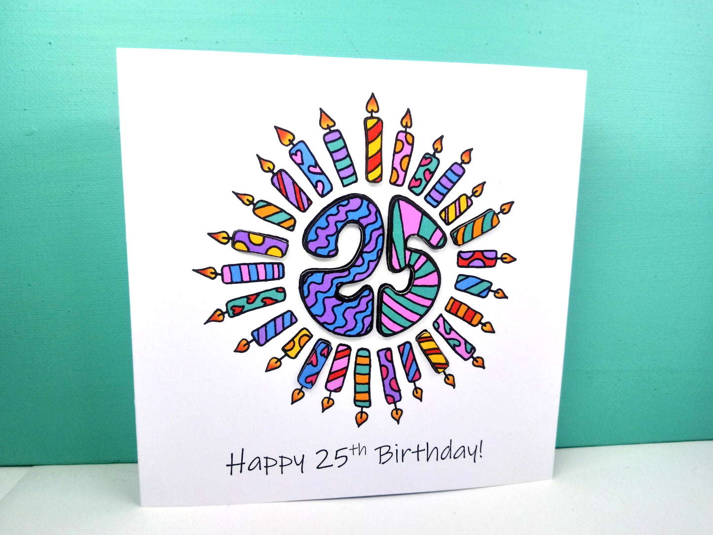 25th Candles Birthday Card 25th