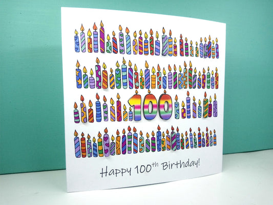 100 Candles Birthday Card 100th