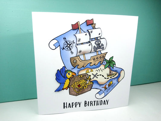 Pirate ship Birthday Card