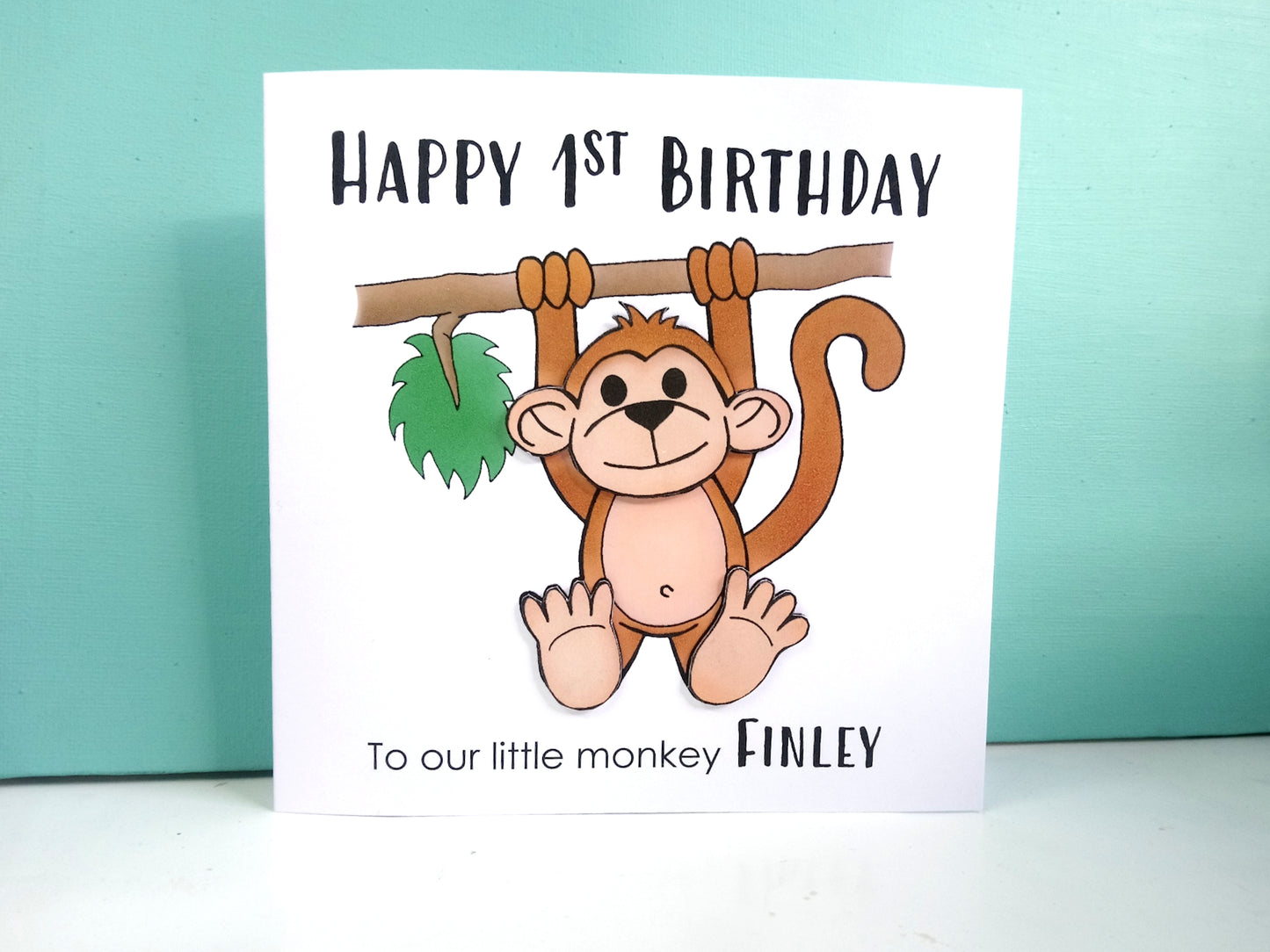 PERSONALISED Little Monkey Birthday Card