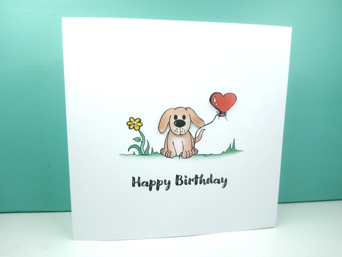 Dog heart balloon  Birthday Card