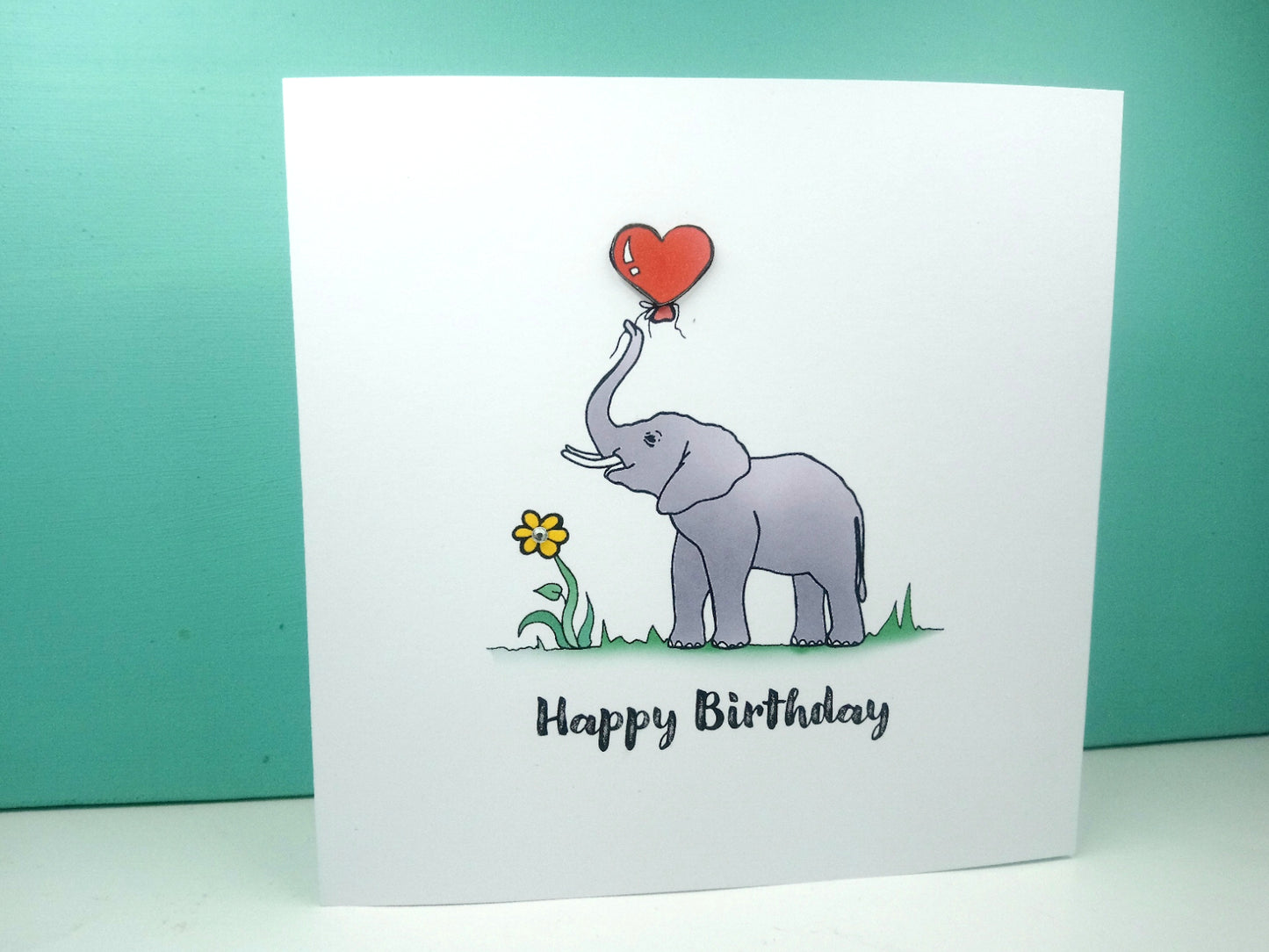 Elephant heart balloon Birthday Card