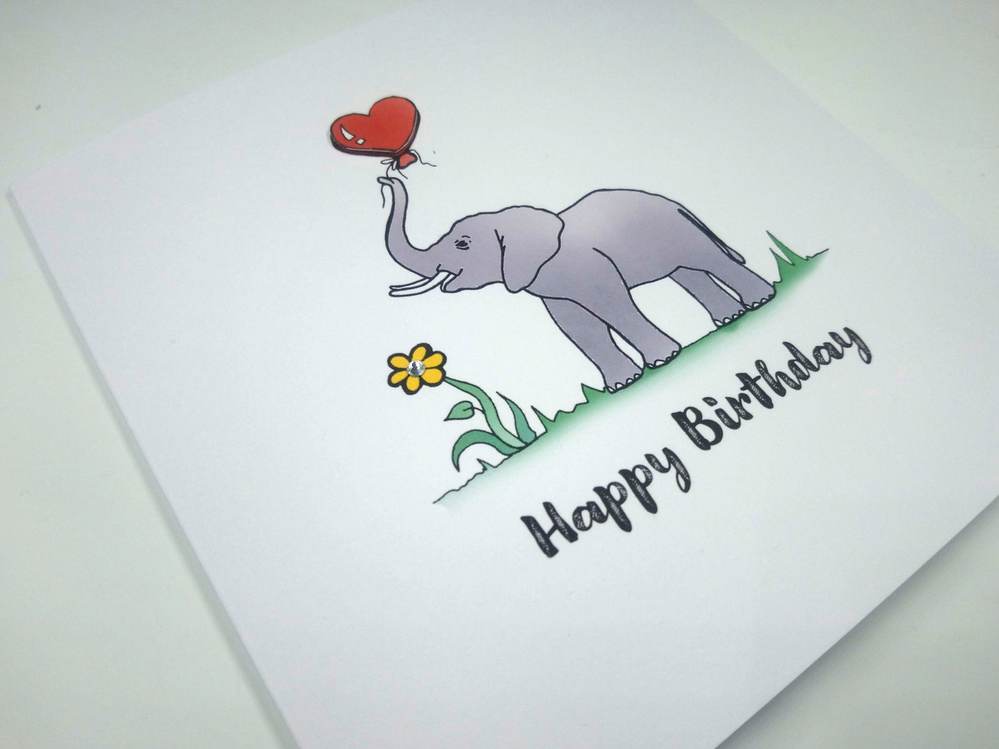 Elephant heart balloon Birthday Card