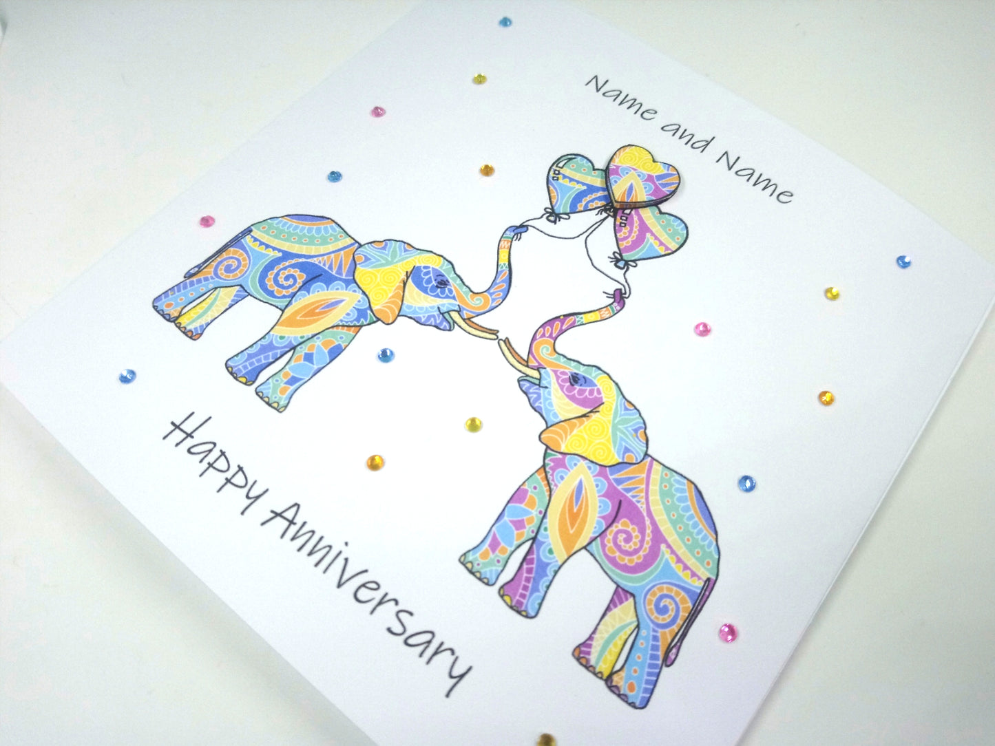 PERSONALISED Elephants Anniversary Card