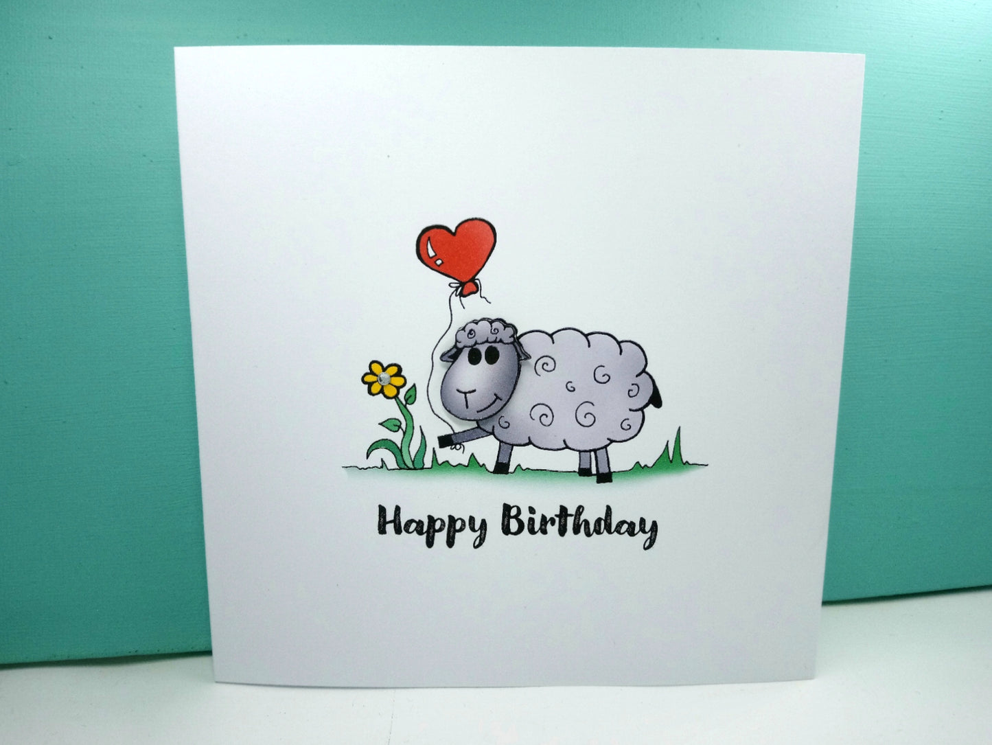 Sheep heart balloon  Birthday Card