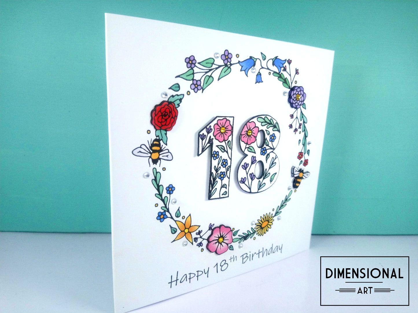 18th Flowers and Bees Birthday Card
