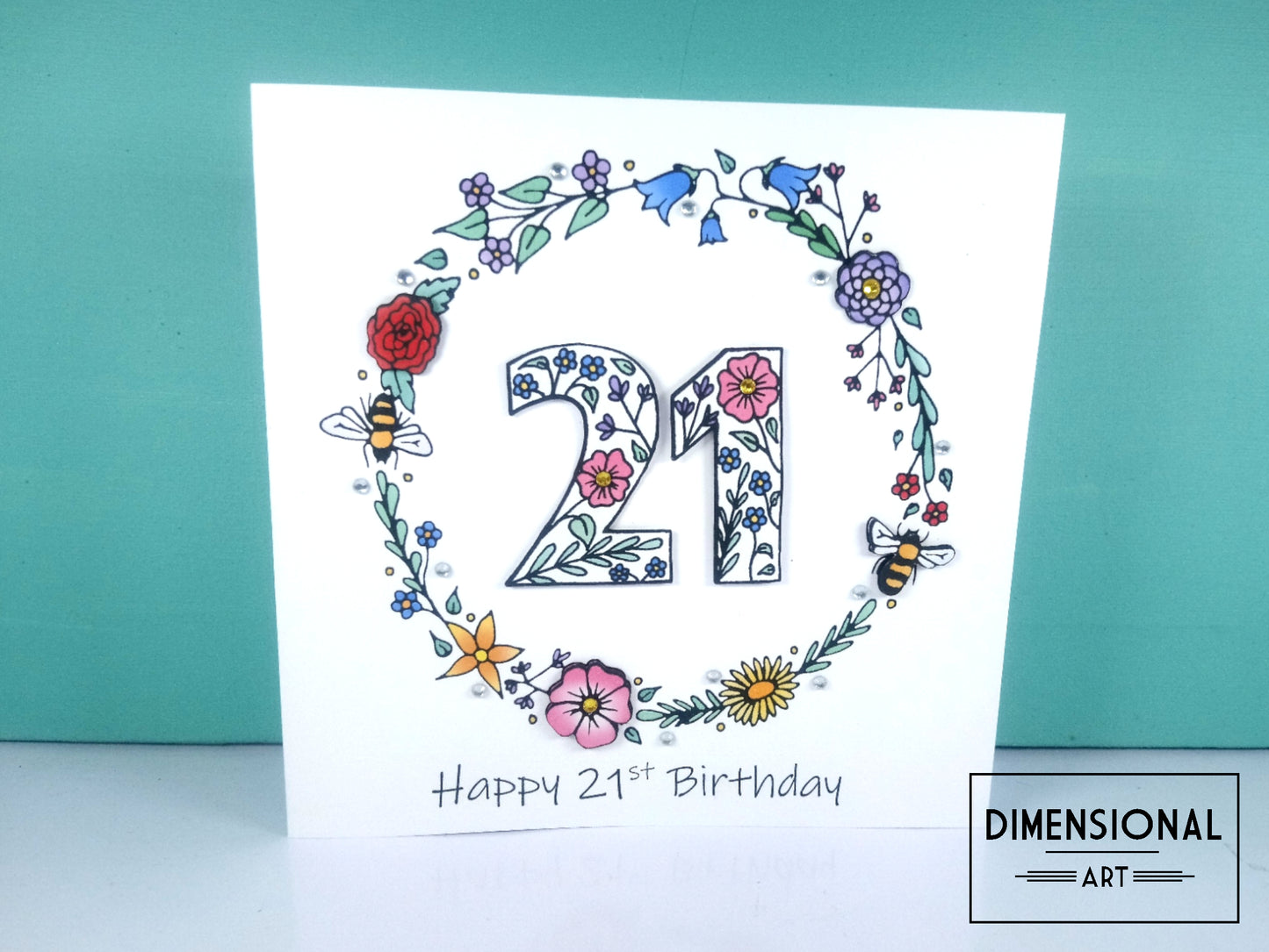 21st Flowers and Bees Birthday Card