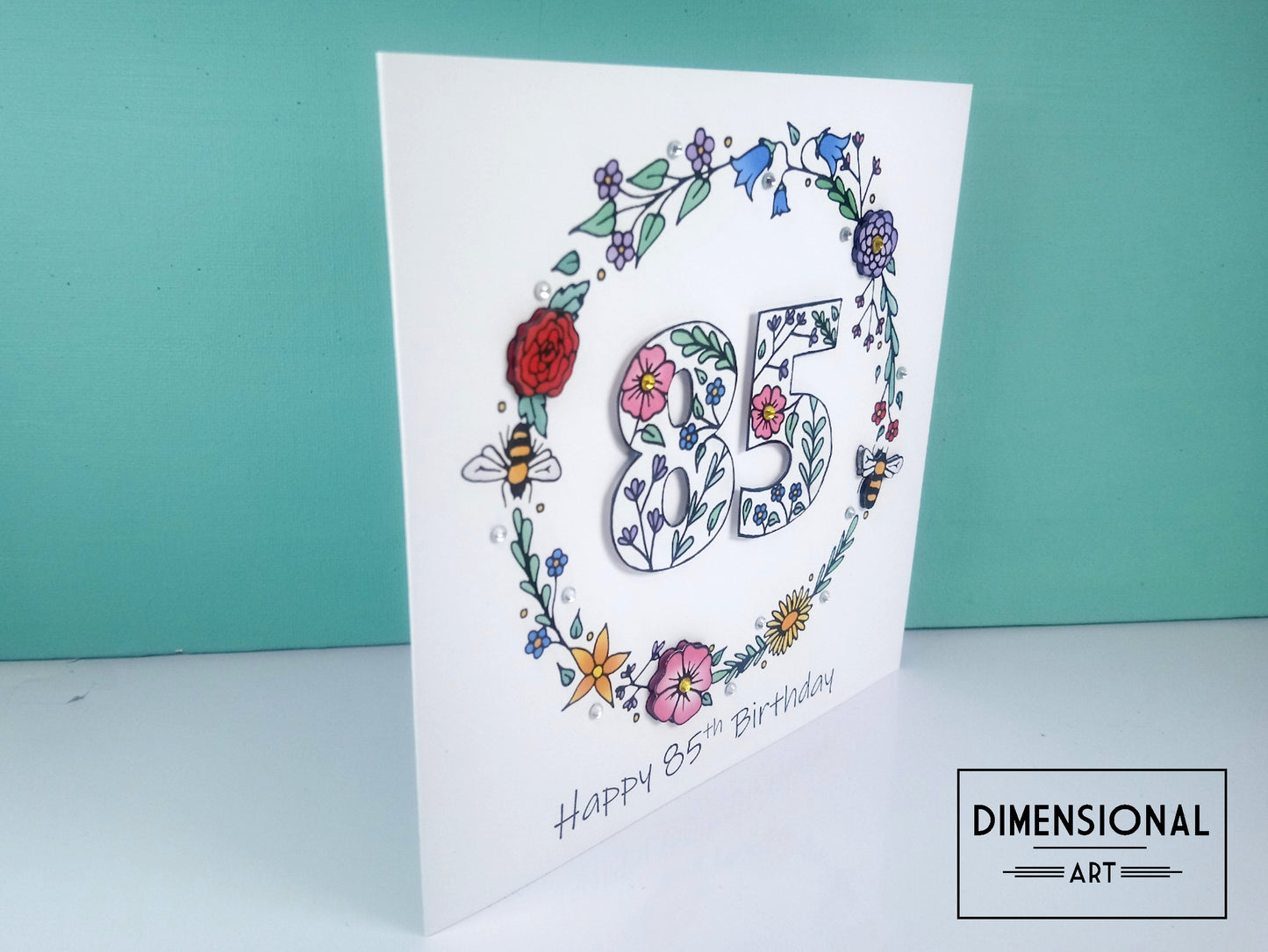 85th Flowers and Bees Birthday Card
