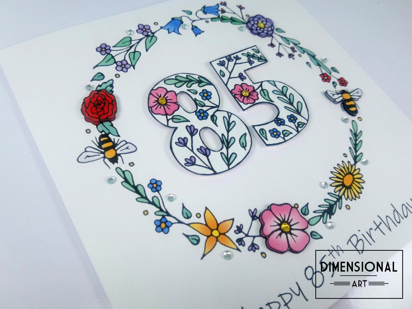 85th Flowers and Bees Birthday Card