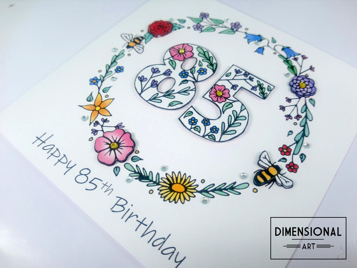 85th Flowers and Bees Birthday Card