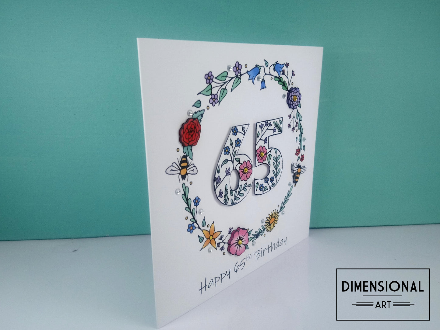 65th Flowers and Bees Birthday Card