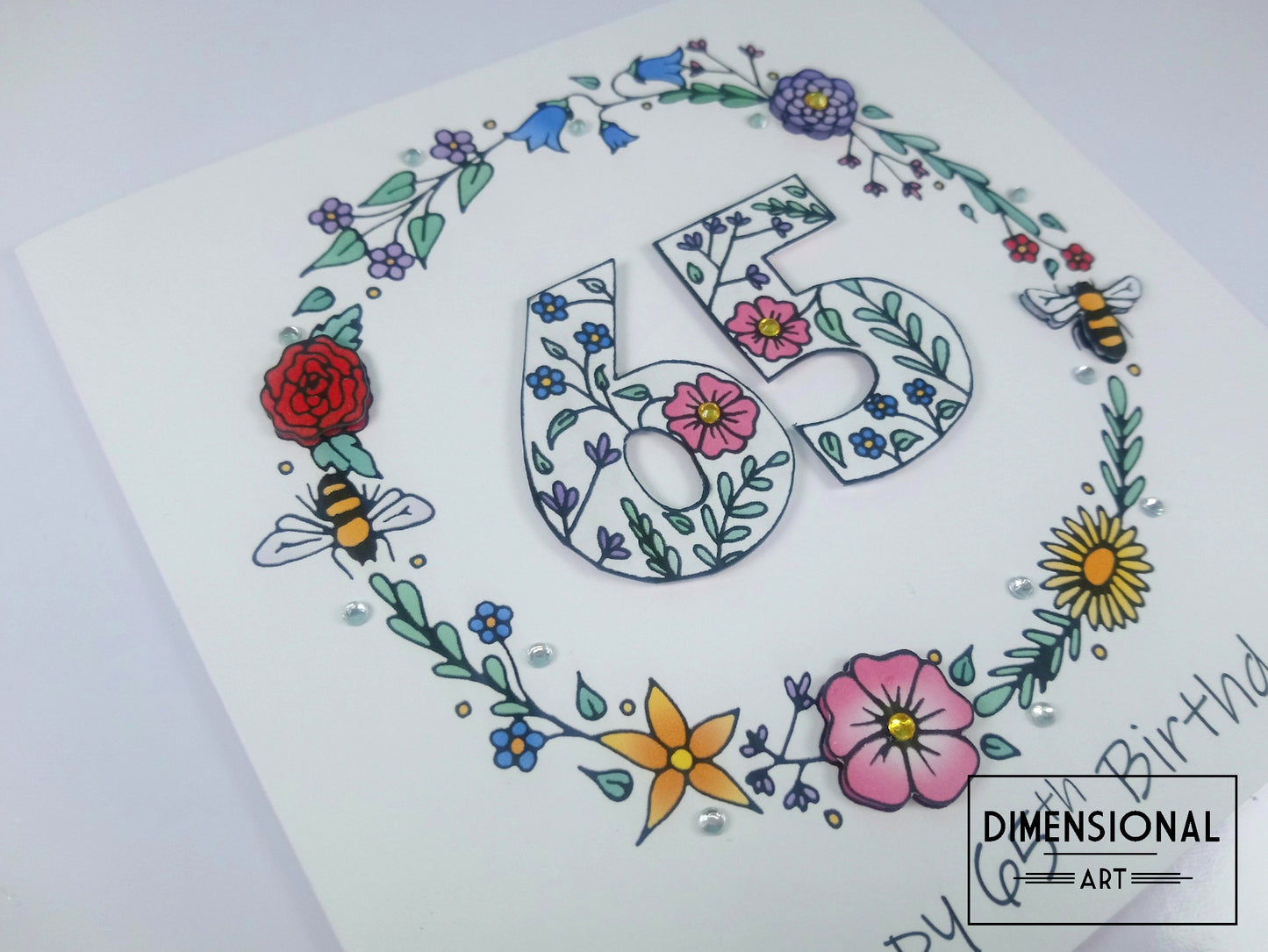 65th Flowers and Bees Birthday Card