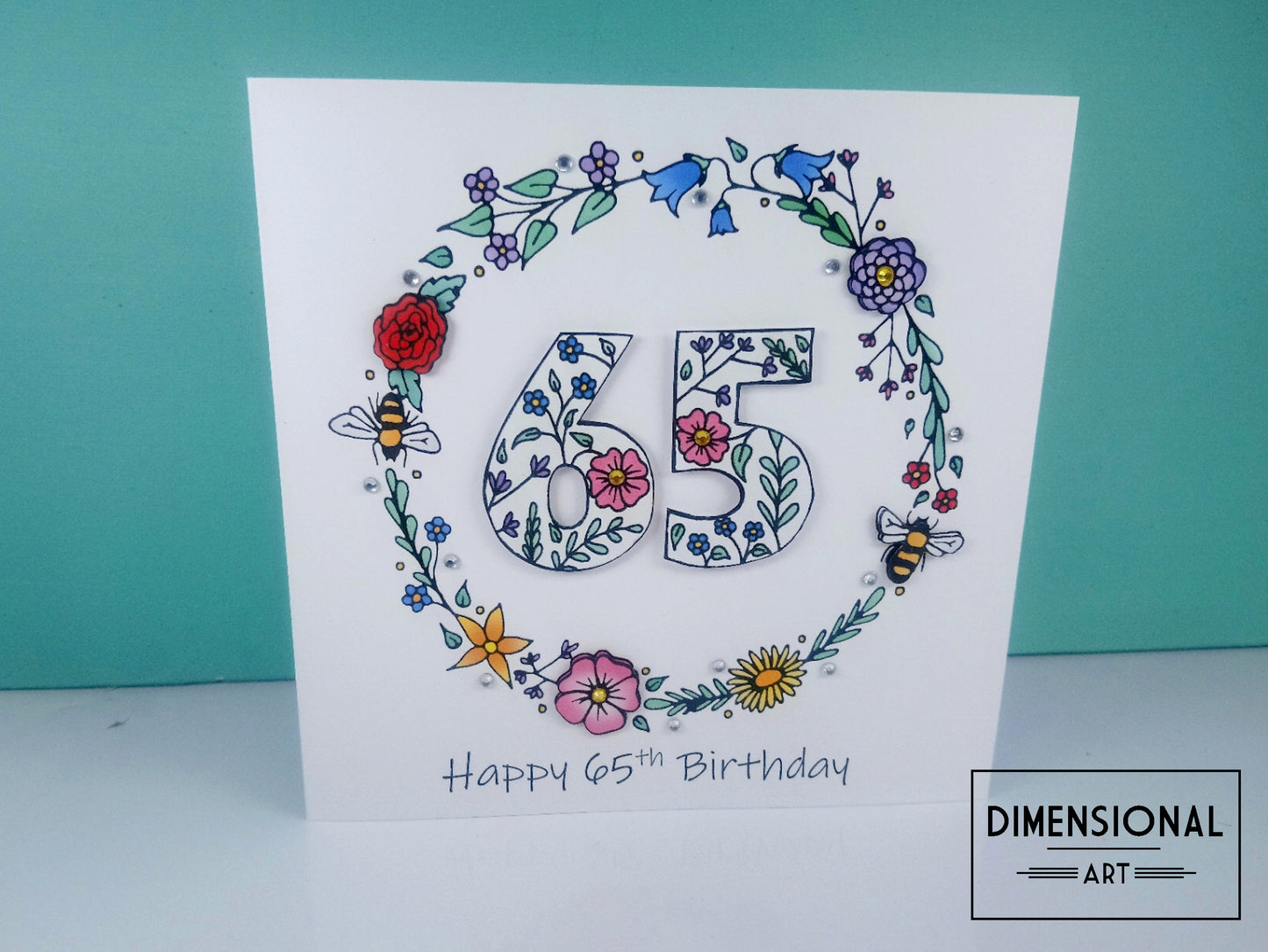 65th Flowers and Bees Birthday Card