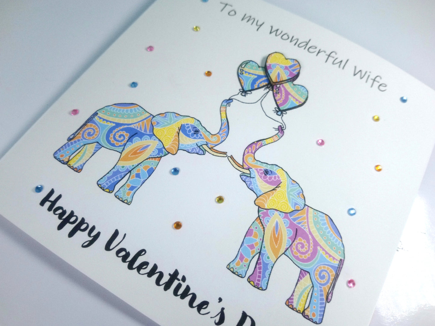 PERSONALISED Elephants Valentines Card