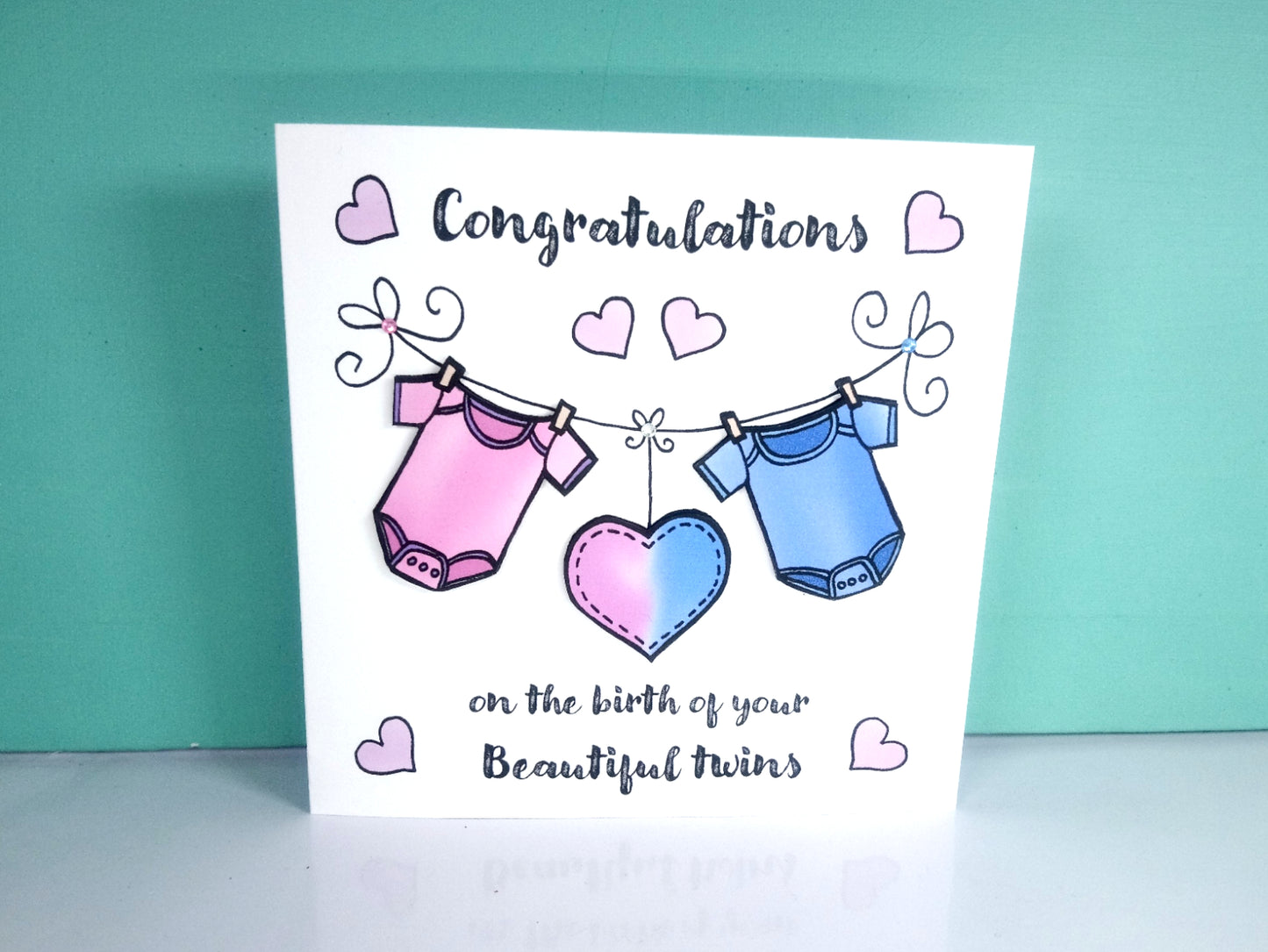 Congratulations on baby Twin Boy and Girl New Babies Card