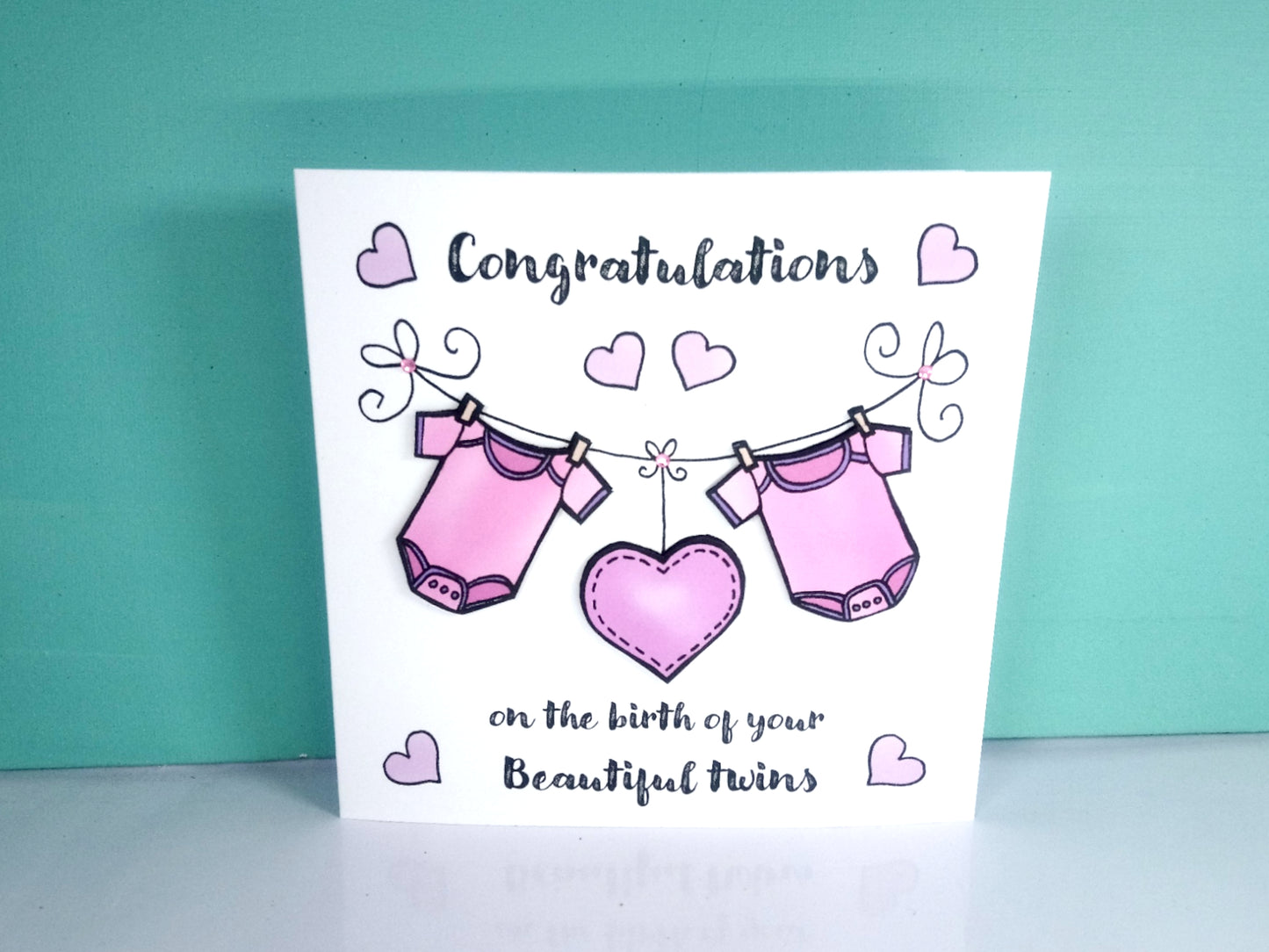 Congratulations on baby Twin Girls New Babies Card