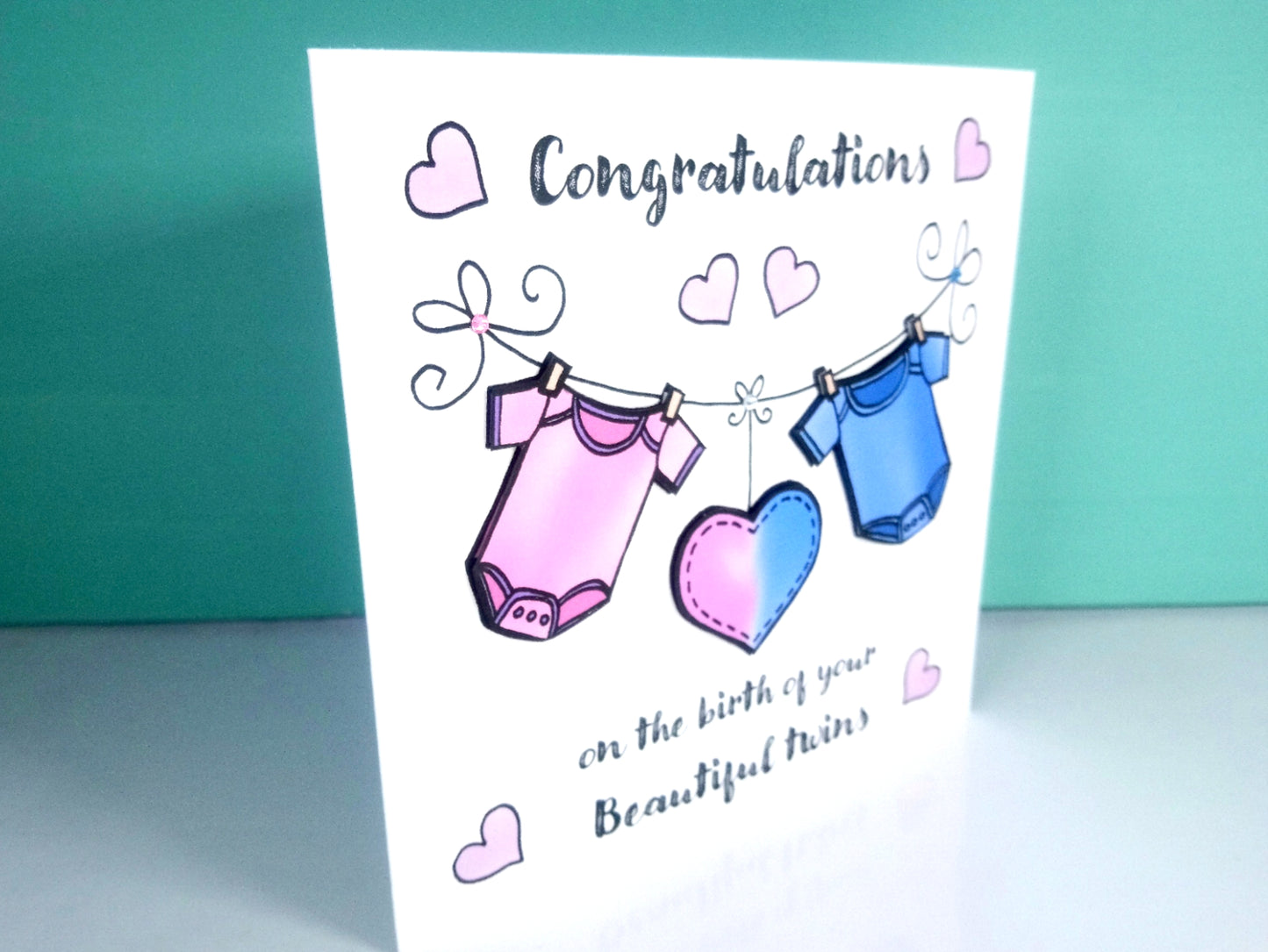 Congratulations on baby Twin Boy and Girl New Babies Card