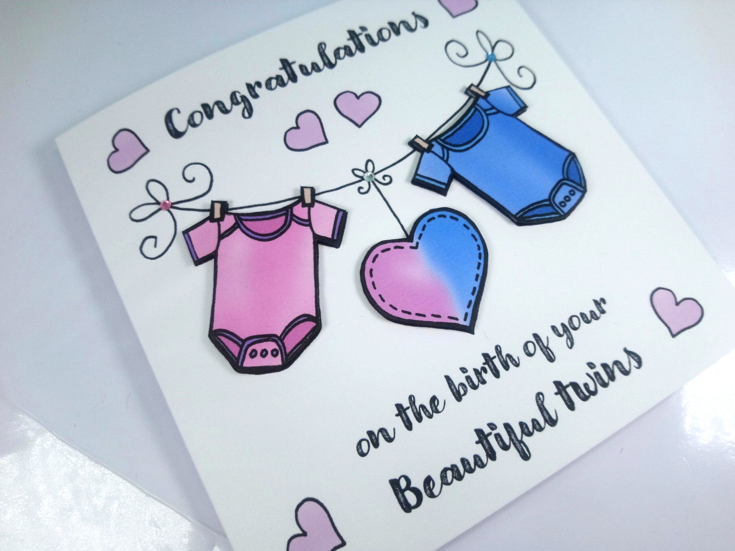 Congratulations on baby Twin Boy and Girl New Babies Card