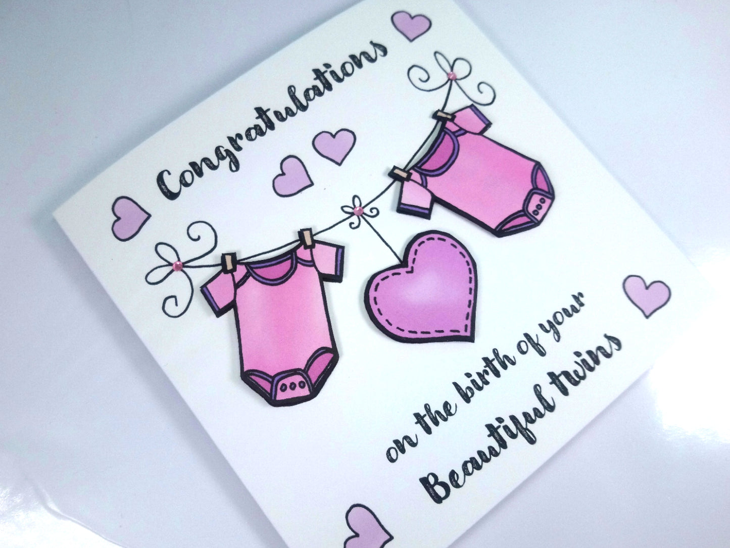 Congratulations on baby Twin Girls New Babies Card