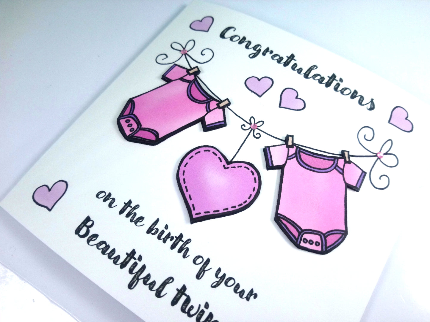 Congratulations on baby Twin Girls New Babies Card