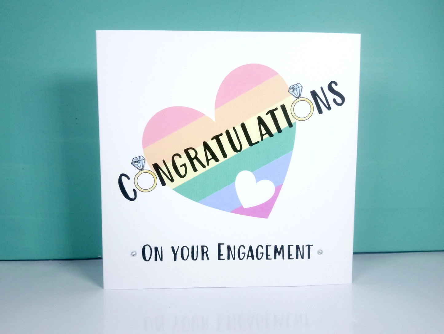 Congratulations on your Engagement Card - Rainbow Heart