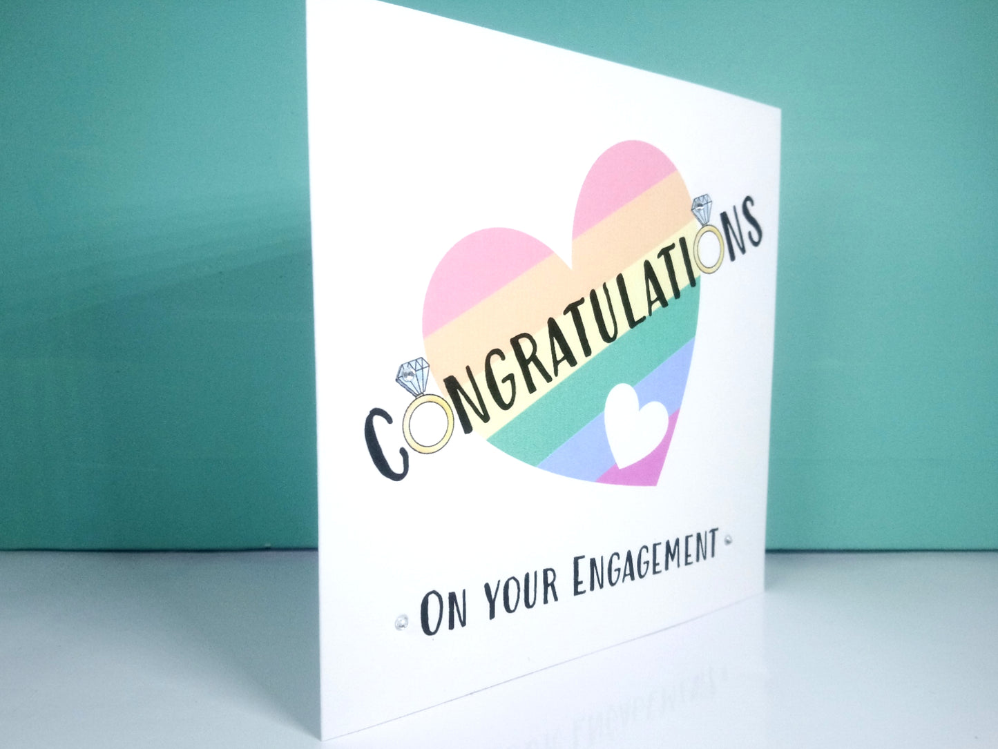 Congratulations on your Engagement Card - Rainbow Heart