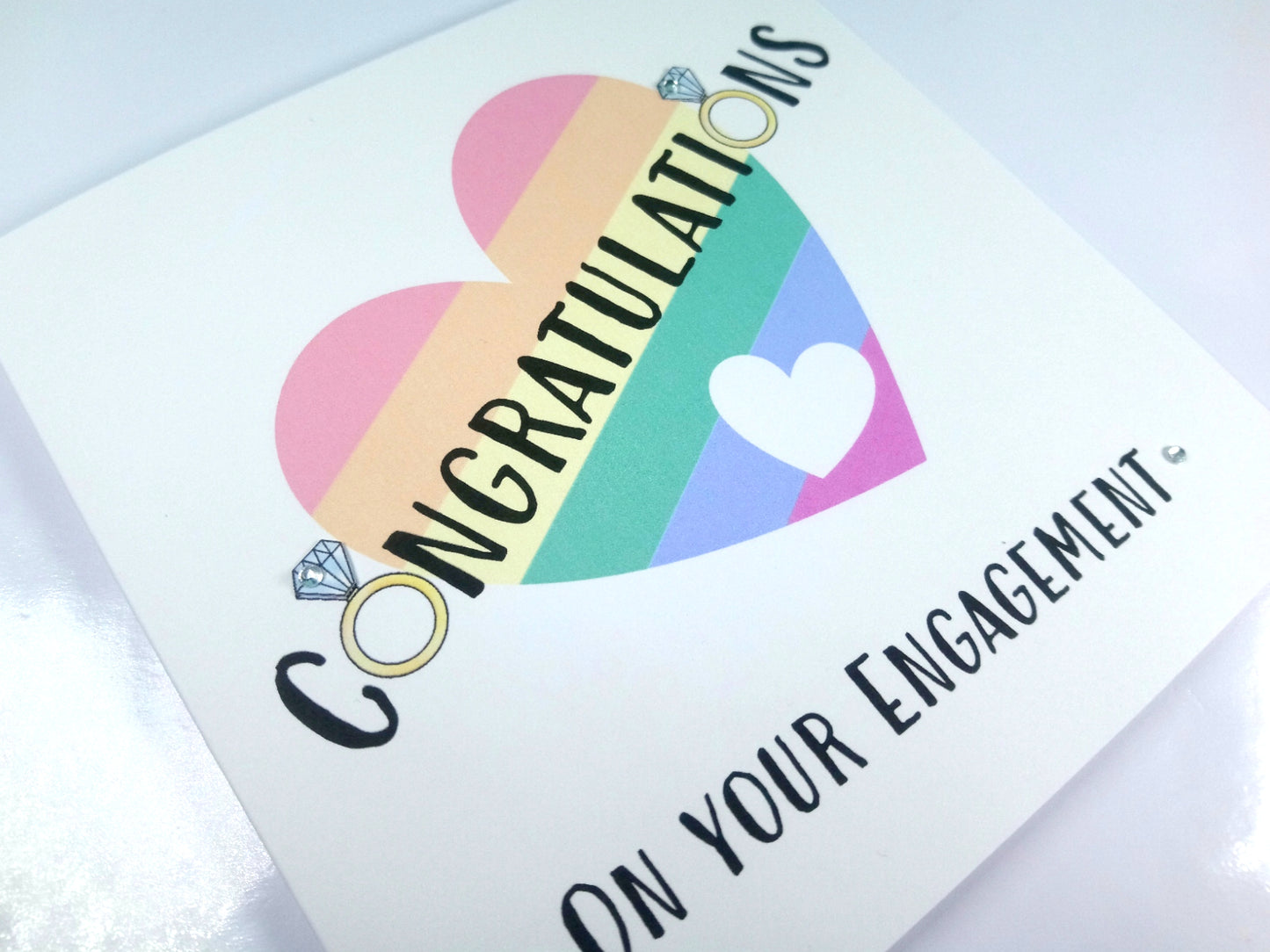 Congratulations on your Engagement Card - Rainbow Heart