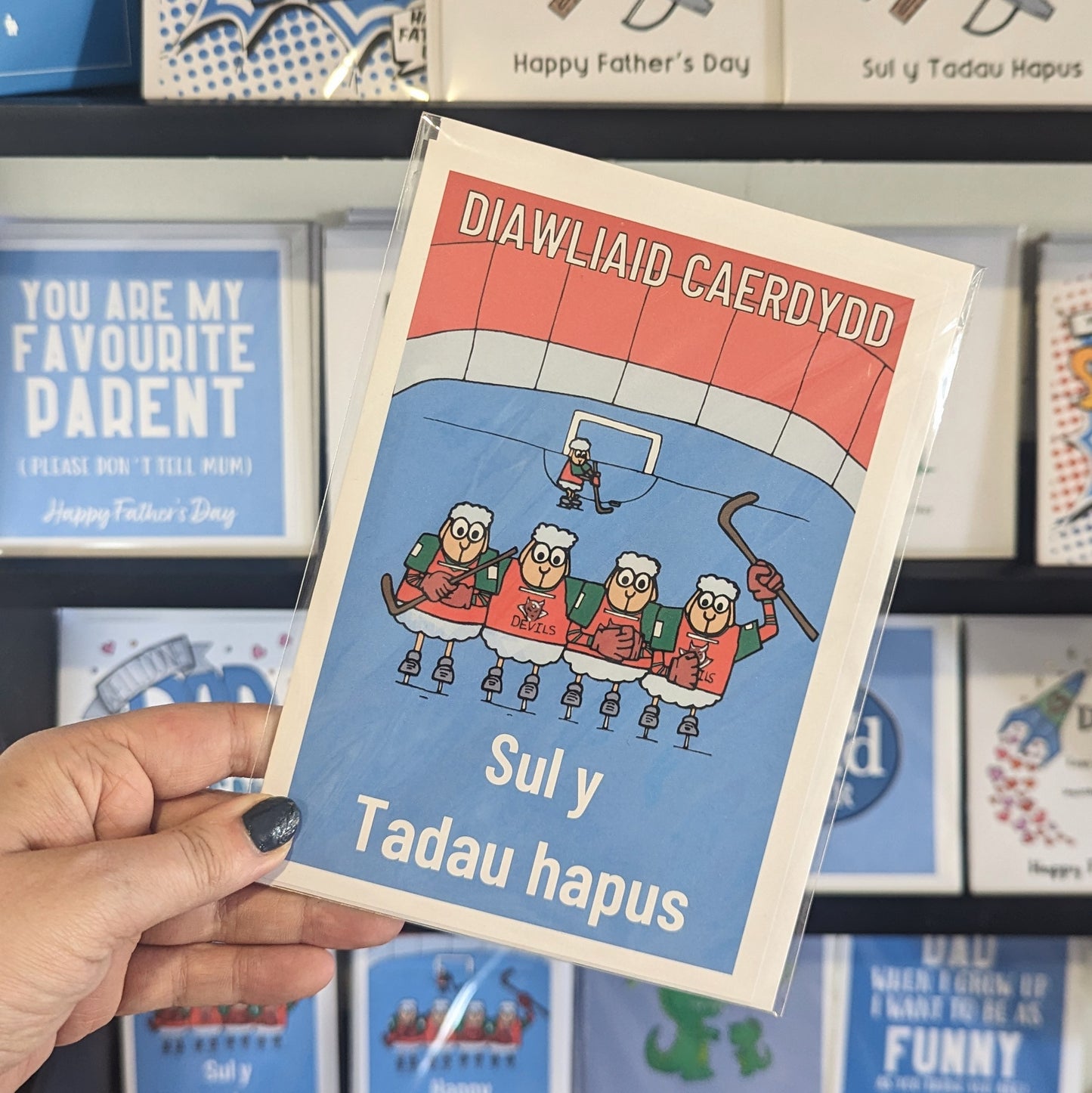 WELSH - Cardiff Devils  - Sul y Tadau hapus (fathers Card) - Welsh