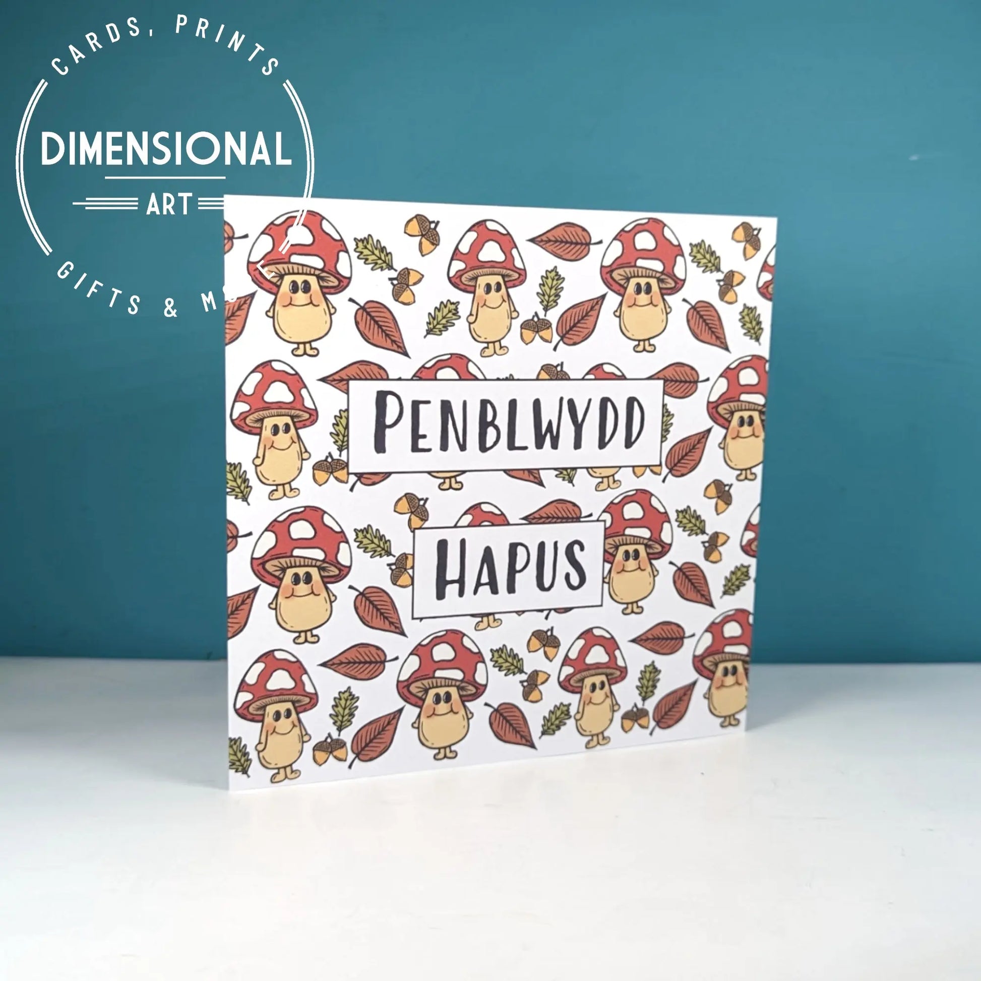 Mushroom Penblwydd Hapus (Birthday Card) Welsh Card Dimensional Art