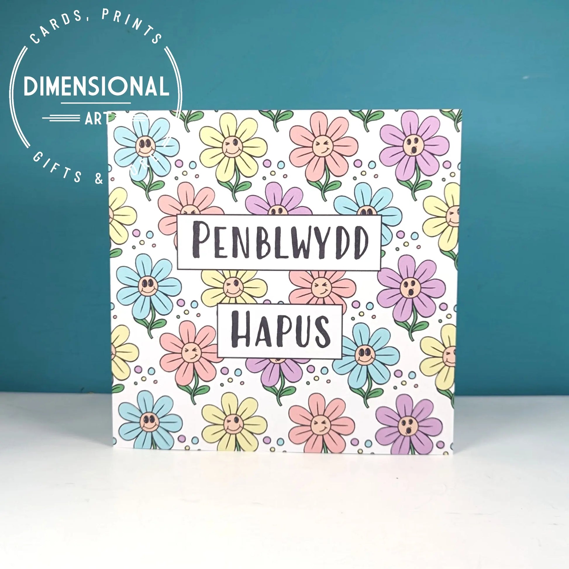 Happy Flowers Penblwydd Hapus (Birthday Card) Welsh Card Dimensional Art
