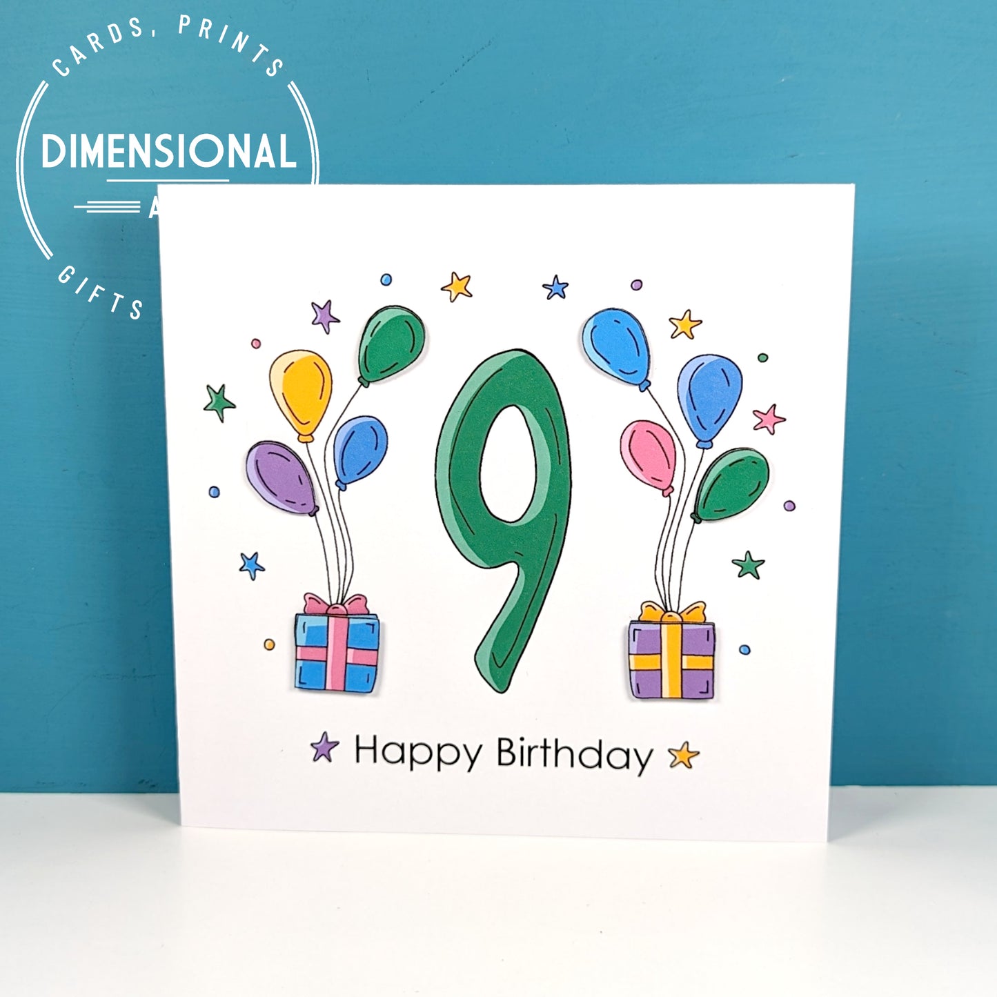 9th balloons and presents Birthday Card