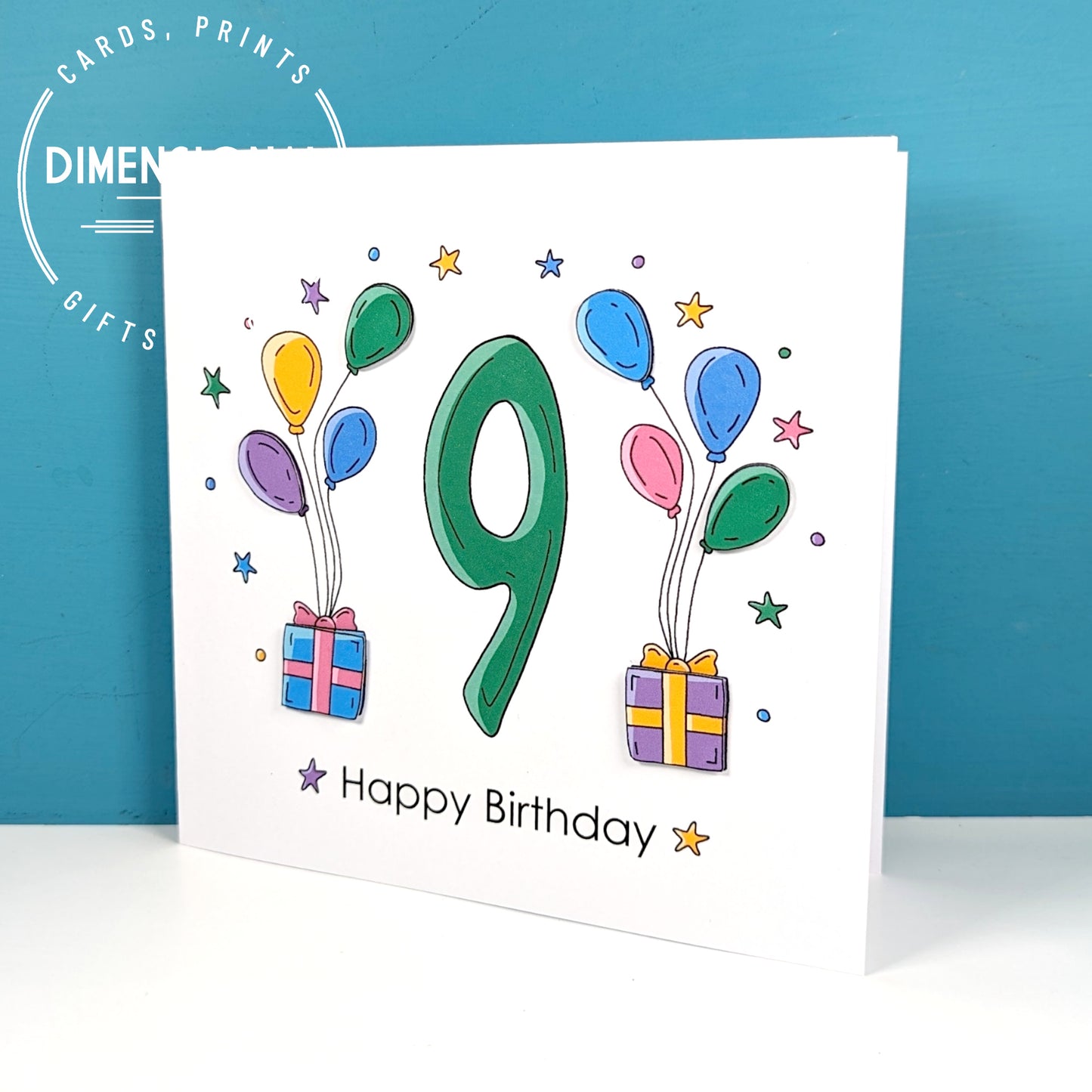9th balloons and presents Birthday Card