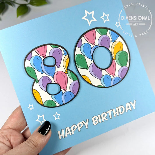 80th Birthday Card Dimensional Art