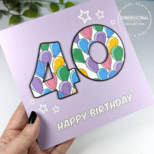 40th Birthday Card Dimensional Art